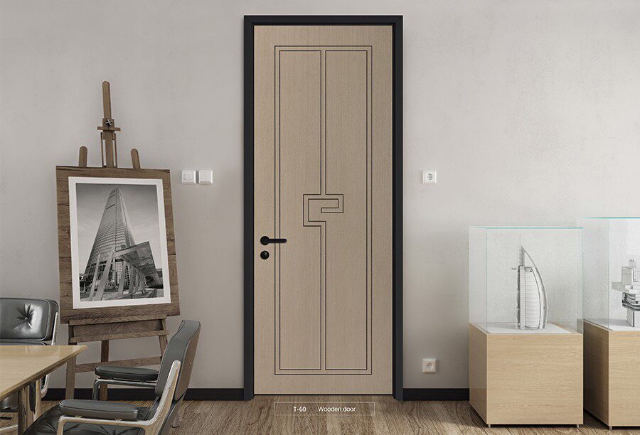 Open wood door New Chinese -T60 (solid wood composite door)