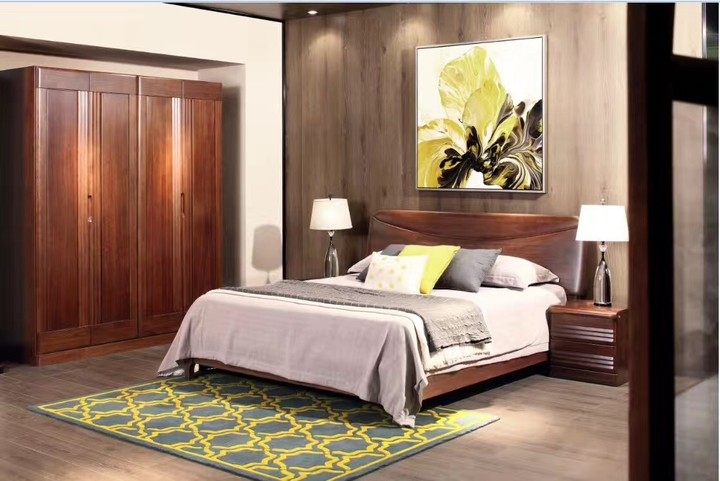 Hua Ri VX6047 four-door wardrobe VX665301 bedside table VX660801 solid wood bed, bedroom four-piece set