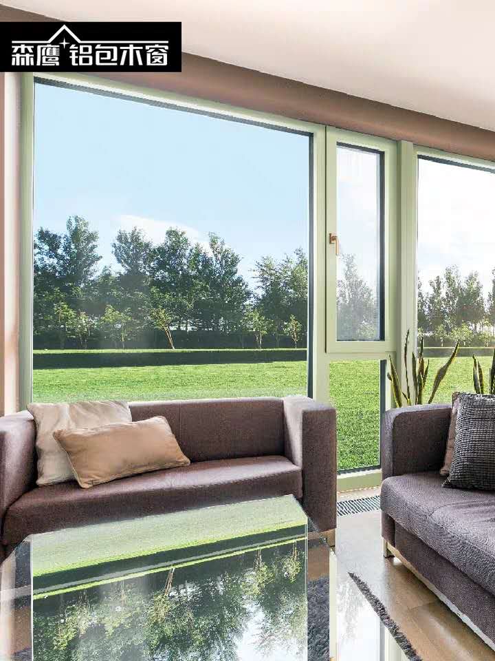 Senhawk Aluminum Clad Wood Window Villa Windows High-end Doors And Windows F110 Inner Open Window Soundproof Noise Reduction Custom Gold