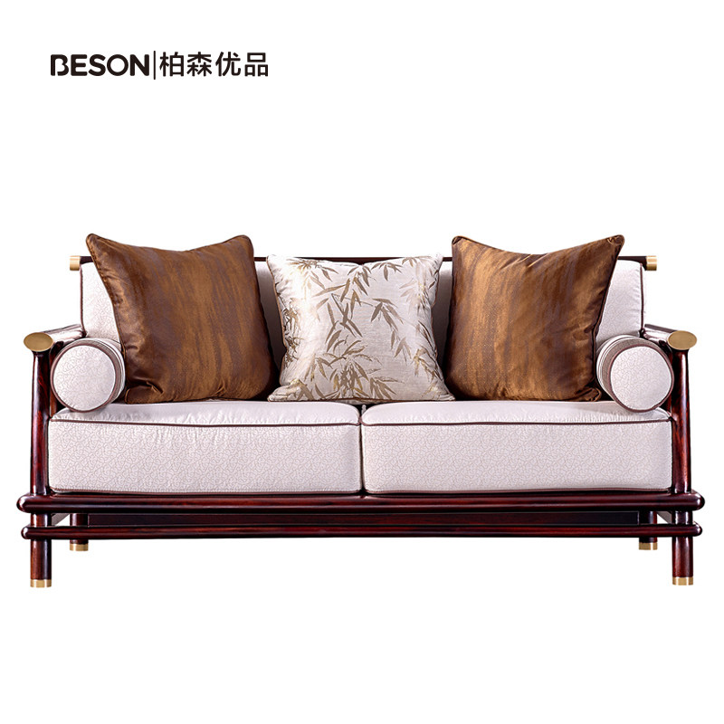 Berson passed on the new Chinese national standard red wood black acid branch S2307-2 double position sofa 1560 * 850 * 783