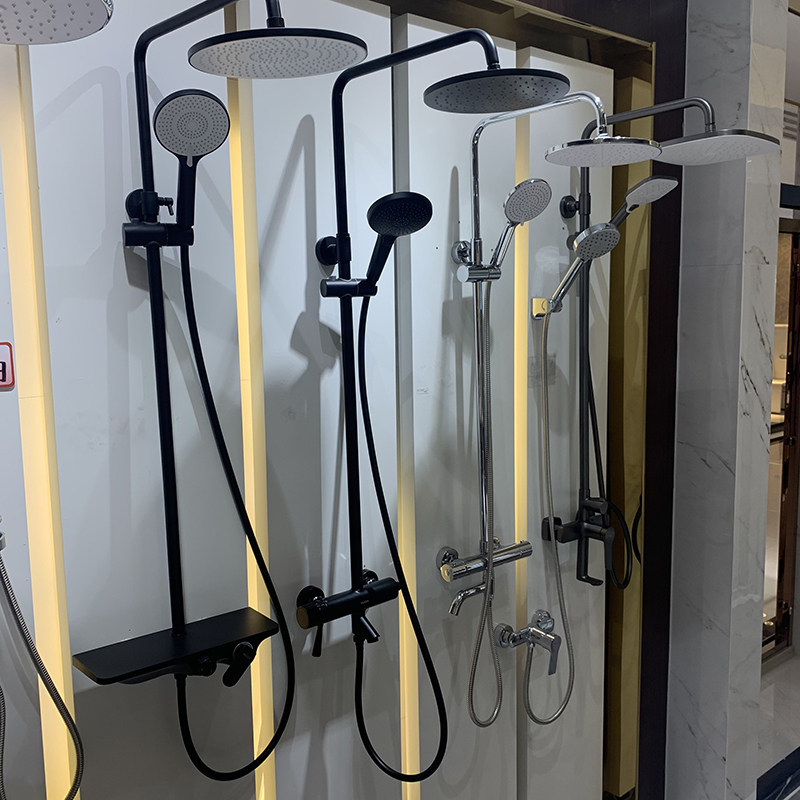 Huida black thermostatic shower head triple function water holding HDB276LY-BK