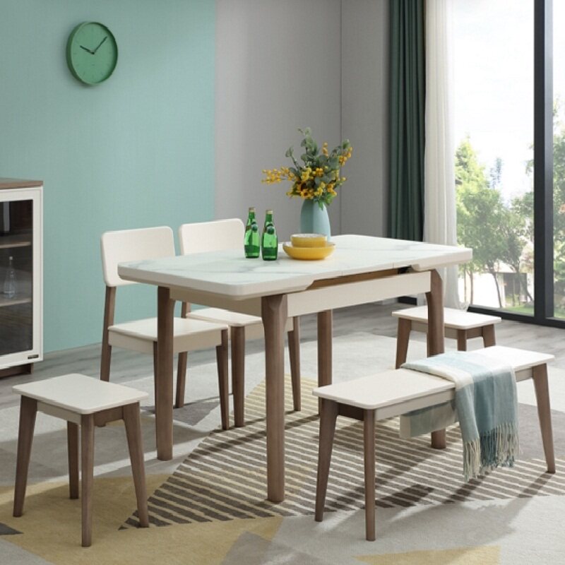 Full Friend Home Modern Minimalist Light Lavish Tempered Glass Home Smooth Wear and Wear Living Room Dining Room suite of furniture