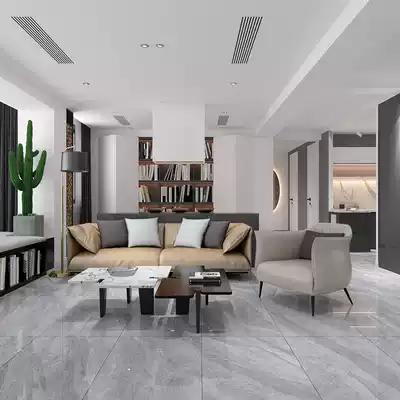 Guanzhu tile simple living room full cast glaze Nordic wave gray light luxury non-slip wear-resistant 600X120