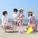 Trang phục cha mẹ - con mẹ và con gái gia đình ba và bốn ở Thái Lan khu nghỉ mát bên bờ biển Tam Á váy bãi biển màu đỏ bãi biển mùa hè - Trang phục dành cho cha mẹ và con