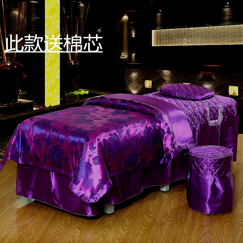 Beauty massage giường gia đình bedspread bedspread bốn đầu vuông tròn jacquard satin chăn trải giường đẹp - Trang bị tấm