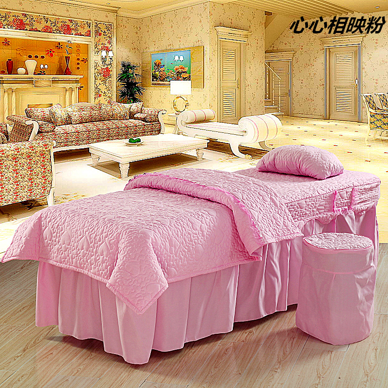 Rắn màu sắc đẹp giường bìa bốn bộ của beauty salon cotton massage trải giường quilt đặc biệt cung cấp vẻ đẹp khăn trải giường