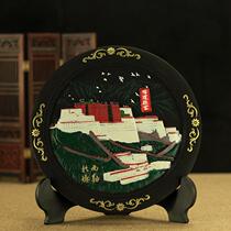 Tibet Crafts Potala Palace Plate Graphite Painted Ethnic Style Room Ornaments Ten Free Plate Ornaments