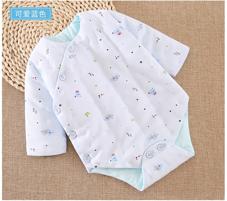 Túi cotton cho bé Quần áo rắm cho bé Bộ váy dài tay hình tam giác Trẻ nhỏ làm dày quần áo ngủ một mảnh mùa thu đông