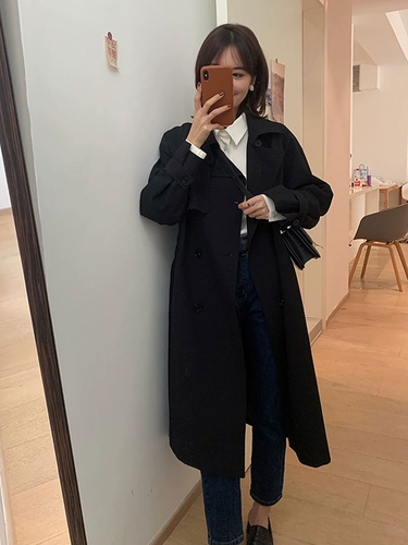 Хаки плащ, длинная осенняя куртка, коллекция 2022, средней длины, подходит для подростков, изысканный стиль