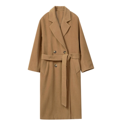 Шерстяное зимнее длинное шерстяное пальто, коллекция 2022, в корейском стиле, подходит для подростков, средней длины, свободный крой