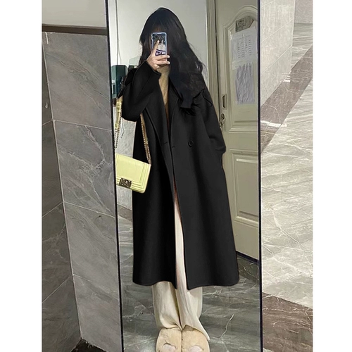 Демисезонное длинное шерстяное пальто, увеличенная толщина, средней длины, в корейском стиле, изысканный стиль, подходит для подростков