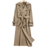 Хаки весенний плащ, длинная куртка, коллекция 2022, тренд сезона, подходит для подростков, средней длины, в корейском стиле, изысканный стиль