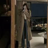 Черный плащ, длинная осенняя куртка, подходит для подростков, средней длины, в британском стиле