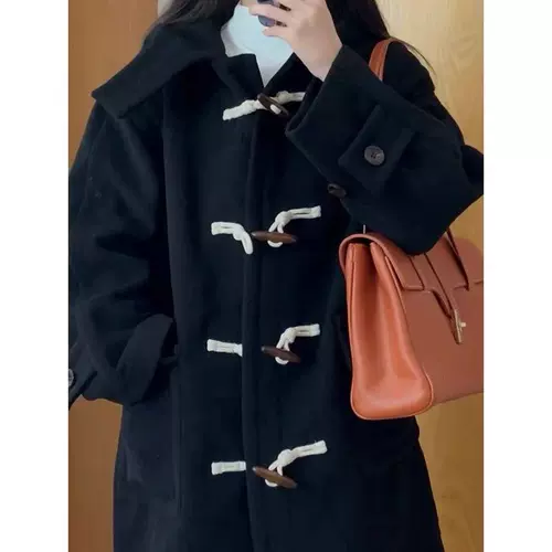 Шерстяное пальто, длинная демисезонная куртка, увеличенная толщина, средней длины, подходит для подростков