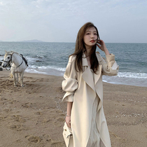 Wind coat jacket woman 2022 new spring and autumn chic with long style design sensation this year Pop coat small child Korean tie