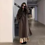 Двусторонное кашемировое длинное демисезонное шерстяное шерстяное пальто, изысканный стиль, средней длины, в корейском стиле