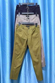 [Cut]L**S Old Style Spring and Summer Commuter Cotton Ribbed Zipper Decoration Straight-Leg 9-Point Pants Casual Women's 2083024