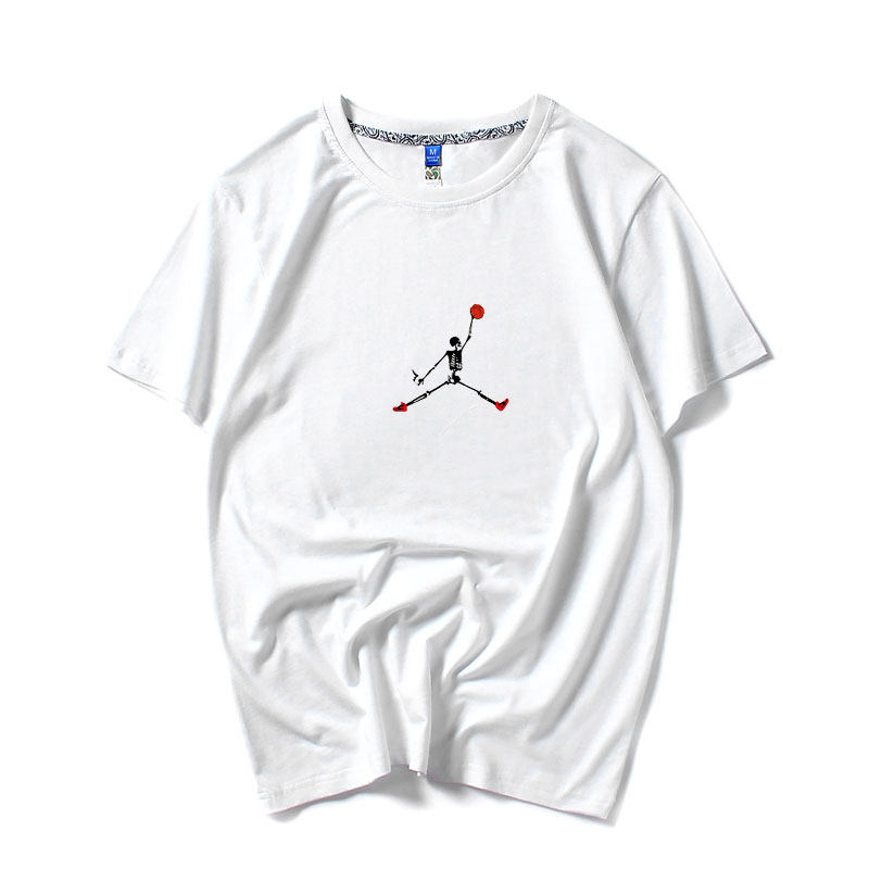 潮牌夏装衣服男 青年学生恶搞飞人印花休闲运动T恤男宽松短袖大码