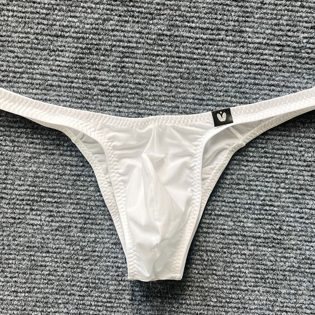 High-Elastic New Men's Bikini Briefs with Raised Pouch, Half-Coverage Nylon Sexy Underwear