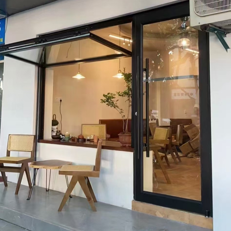 Aluminum Alloy Door and Floor Spring Shop Fast Food Restaurant Kfc Tempered Glass Door Single Door Shopping Mall Special Flat Door