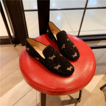 Spirit small guys shoes men 2022 new genuine leather water drill flat heel leguin shoes Lefoe shoes Tidal Hair Stylist Nightclub