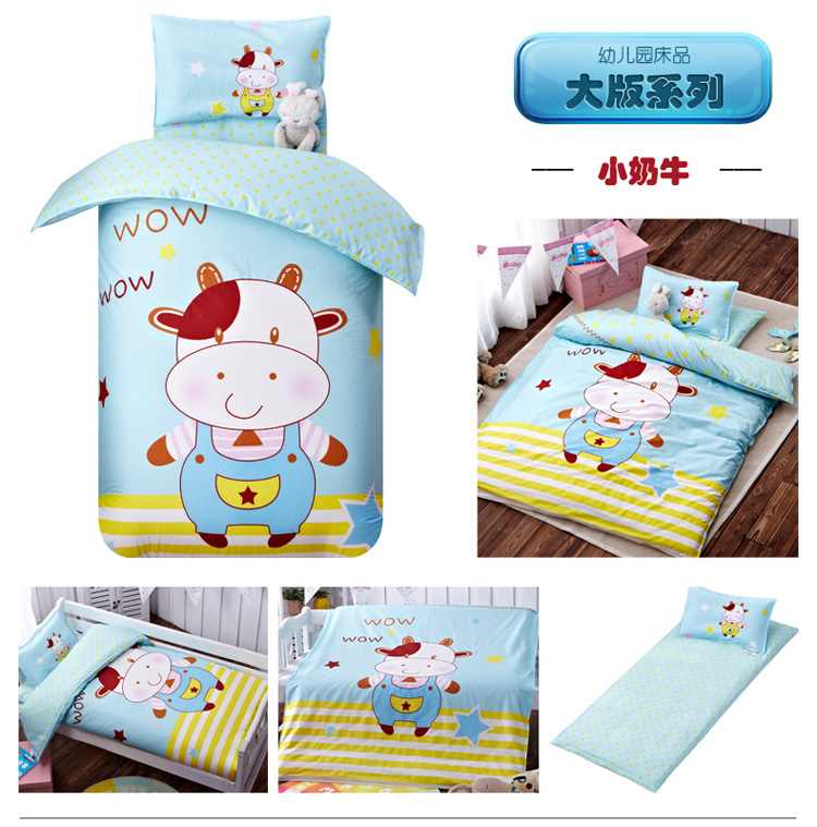 Mẫu giáo chăn ba mảnh bông trẻ em chăn bé nap quilt cover bé cot sản phẩm sáu cái với lõi