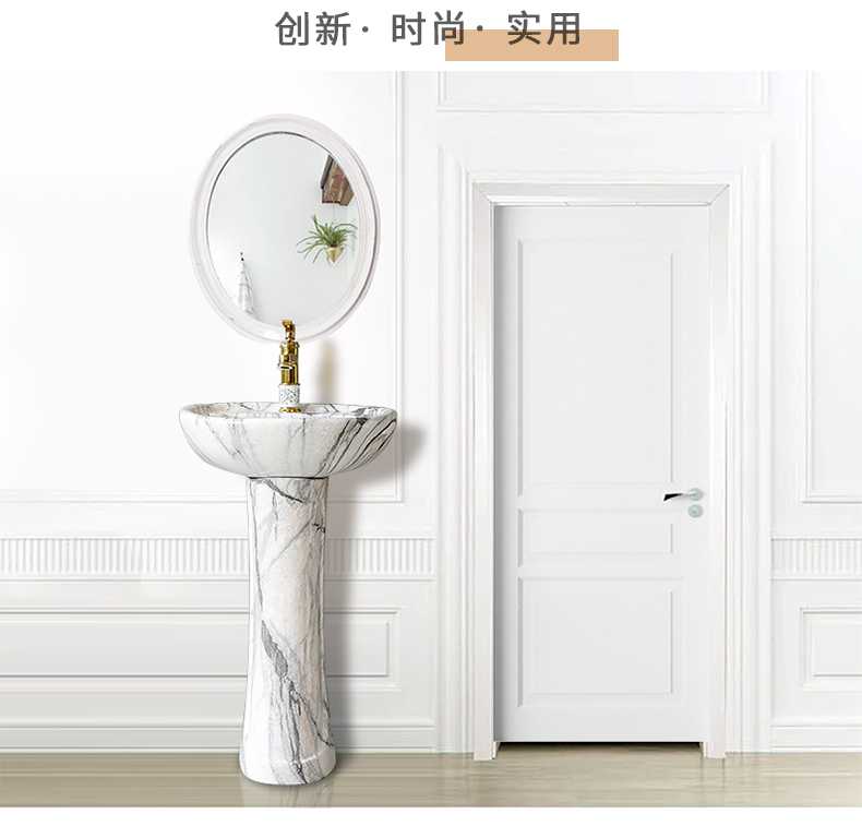 Pillar lavatory small family, creative household contracted ceramic marble balcony toilet lavabo console