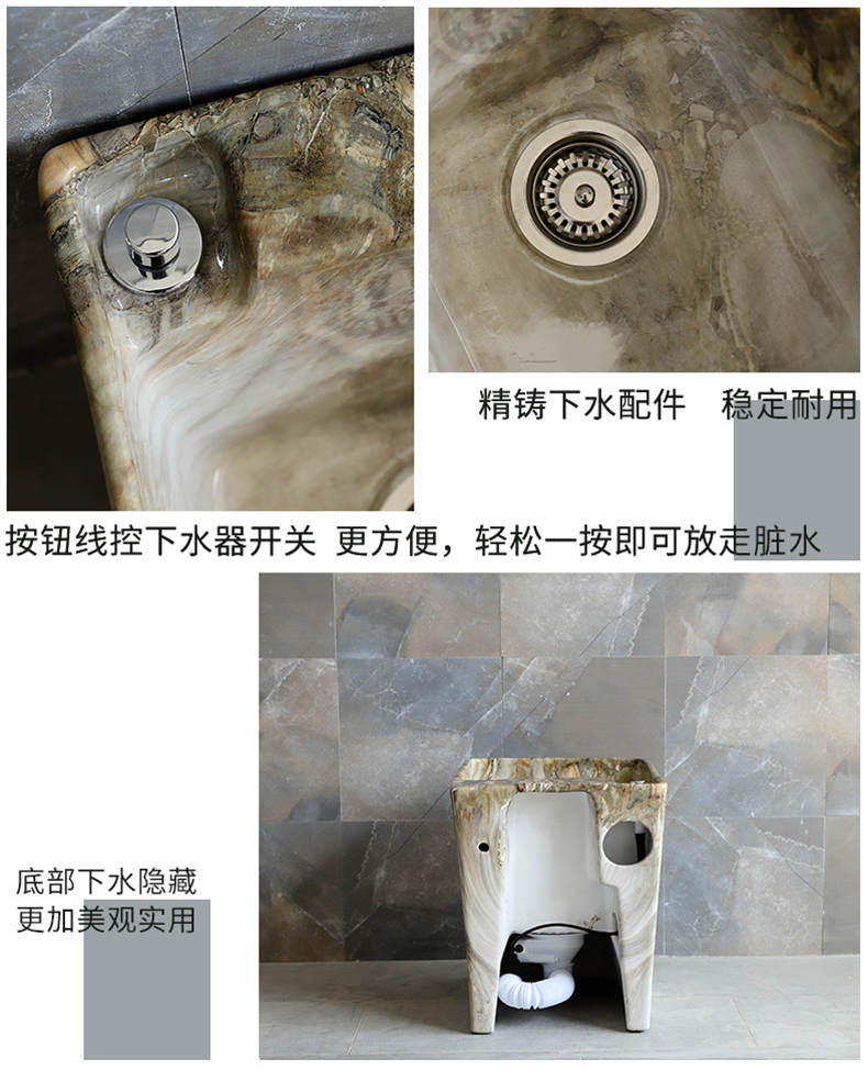 Toilet wash gargle pillar type lavatory basin one simple ceramic basin sink balcony ground contracted