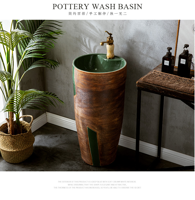 Small family sink pillar lavatory toilet ground is contracted household balcony basin integrated creative ceramics