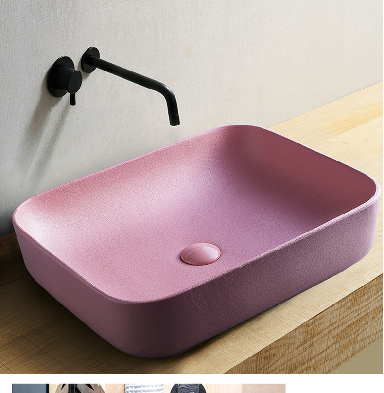 Pink stage basin square art of jingdezhen ceramic household lavatory toilet lavabo simple small bathroom