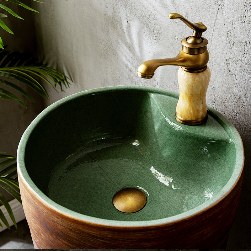 Small family sink pillar lavatory toilet ground is contracted household balcony basin integrated creative ceramics