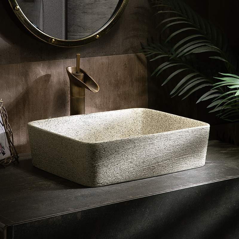 Jingdezhen ceramic stage basin sink rectangular creative Chinese contracted hotel bathroom art the pool that wash a face