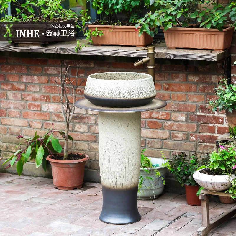 Ceramic pillar lavabo household bathroom floor balcony toilet indoor art pillar basin washing a face