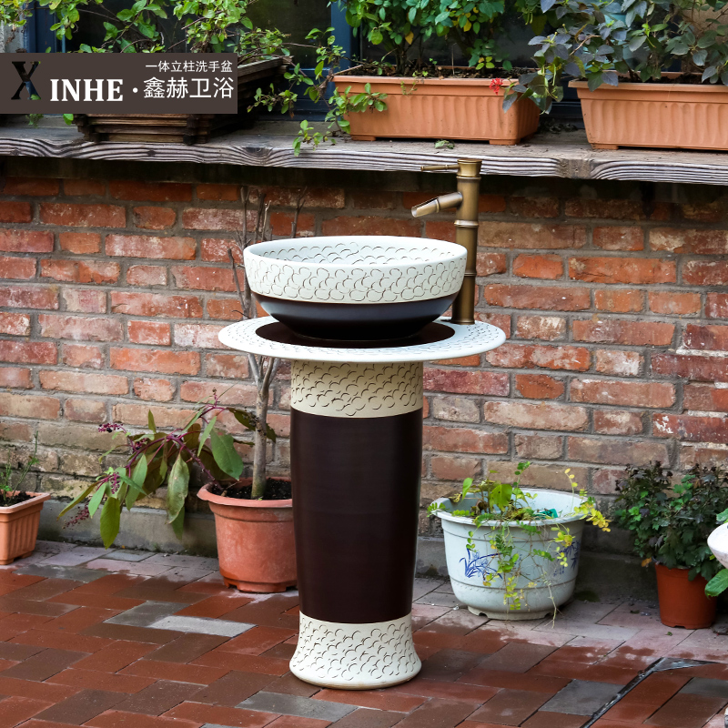 Pillar lavabo simple small family column basin ceramic art basin bathroom toilet commode balcony pool