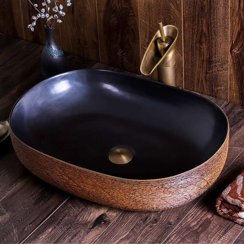 The stage basin of jingdezhen ceramic lavabo oval home European art creative hotel toilet lavatory