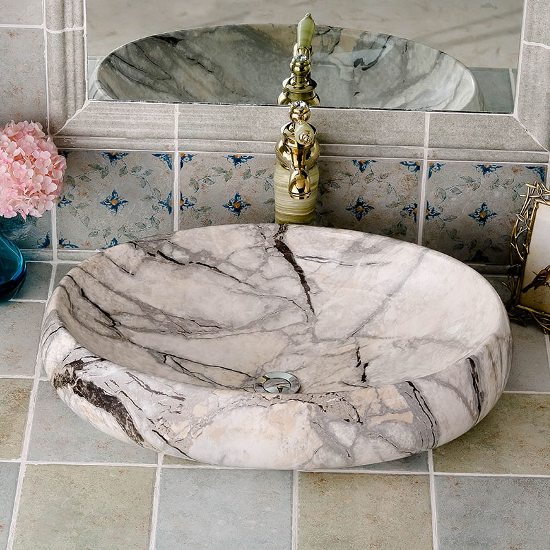 Basin stage Basin oval imitation marble ceramic European household toilet stage Basin art the pool that wash a face Basin that wash a face