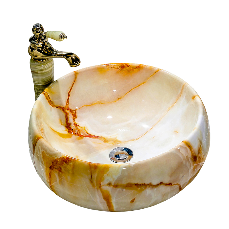 On the sink circular imitation marble ceramic European art contracted household sanitary toilet wash basin