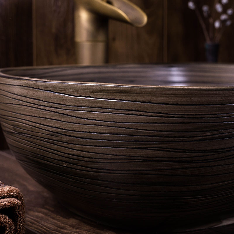 Ceramic wash dish stage basin oval restoring ancient ways home sanitary Chinese drawing art basin bathroom toilet