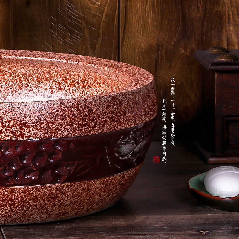 Jingdezhen ceramic sink the stage basin restoring ancient ways round carving antique bathroom toilet art basin basin that wash a face