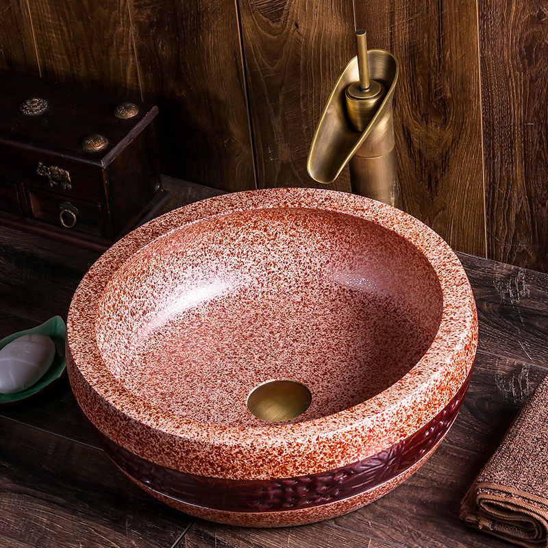 Jingdezhen ceramic sink the stage basin restoring ancient ways round carving antique bathroom toilet art basin basin that wash a face