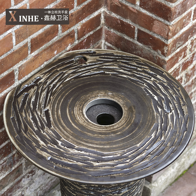 Pillar lavabo ceramics basin indoor toilet balcony ground basin integrated arts column basin of the pool that wash a face
