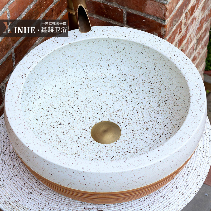 Toilet lavabo ceramic pillar household is suing floor balcony Toilet integrated move for wash basin