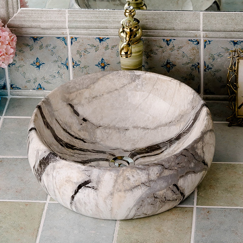 The stage basin circular imitation marble ceramic art basin European household toilet toilet face basin hand basin