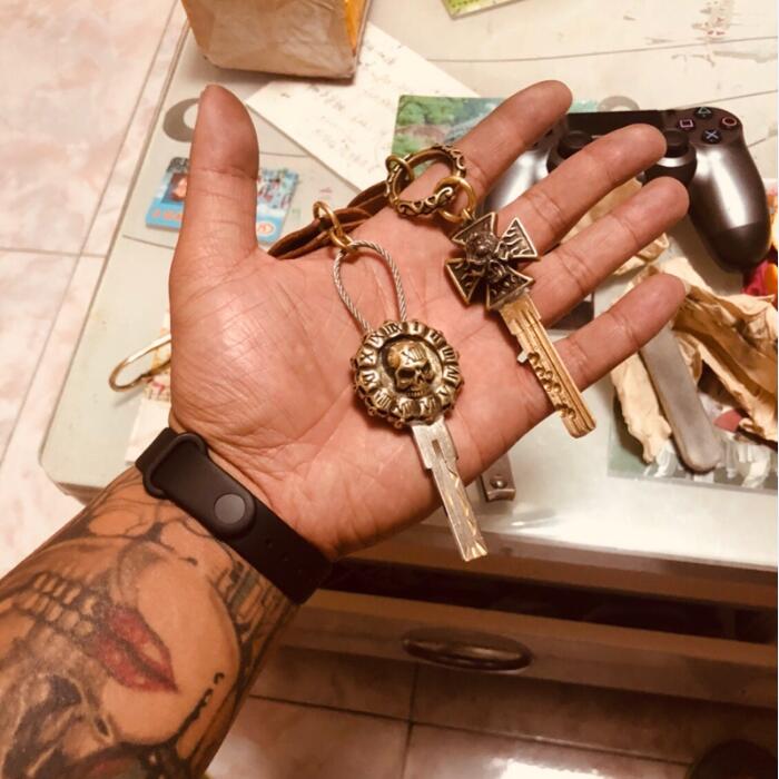 MIX Retro Brass Locomotive Keyhead Handmade Kulle Skull Key Button Locomotive Retro Retrofit Embryo