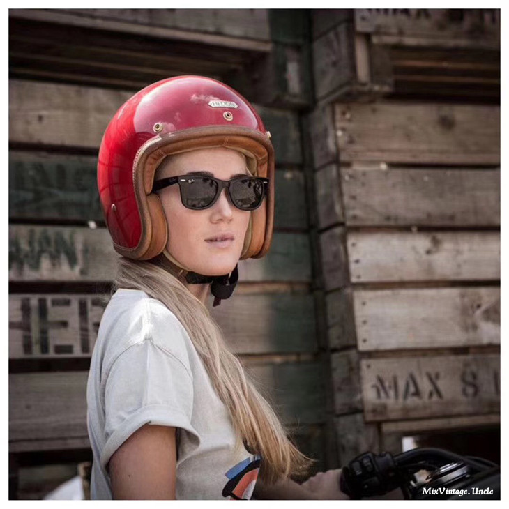 黑豆Hedon头盔vespa摩托车碳纤维复古哈雷印第安机车半盔拿铁凯旋-阿里巴巴