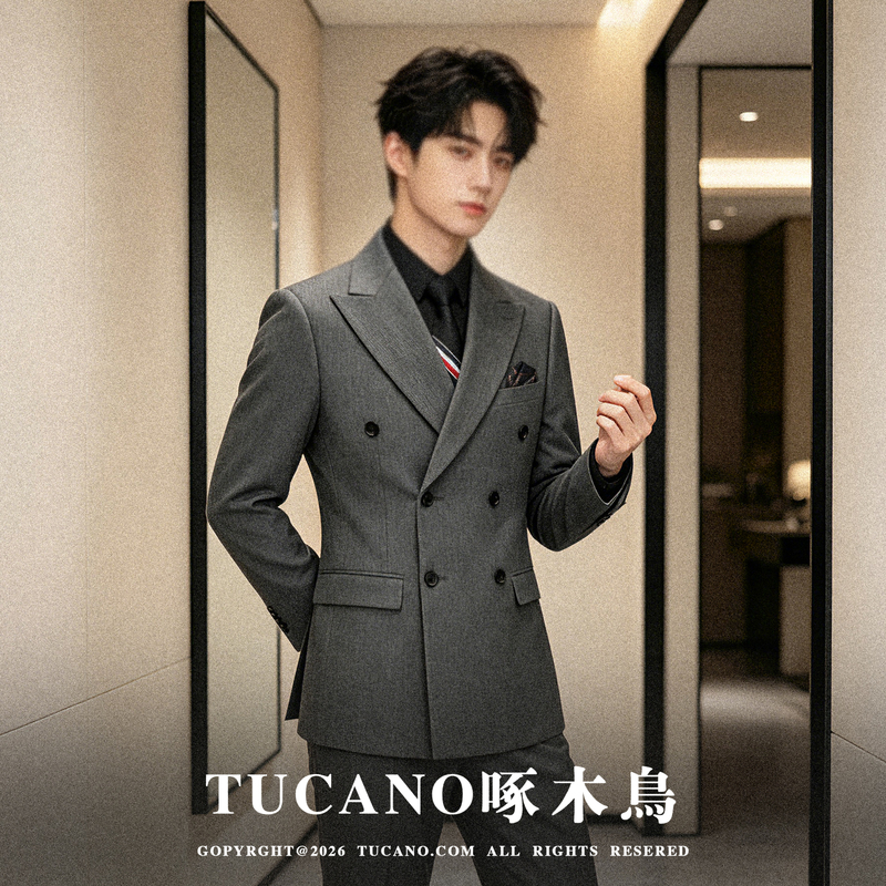 Woodpecker Crisp Business Formal Suit Trendy Korean Style Double-Breasted Design Wear-Resistant Wrinkle-Resistant No-Iron Wedding Suit Woodpecker Crisp Business Formal Suit Trendy Korean Style Double-Breasted Design Wear-Resistant Wrinkle-Resistant No-Iron Wedding Suit