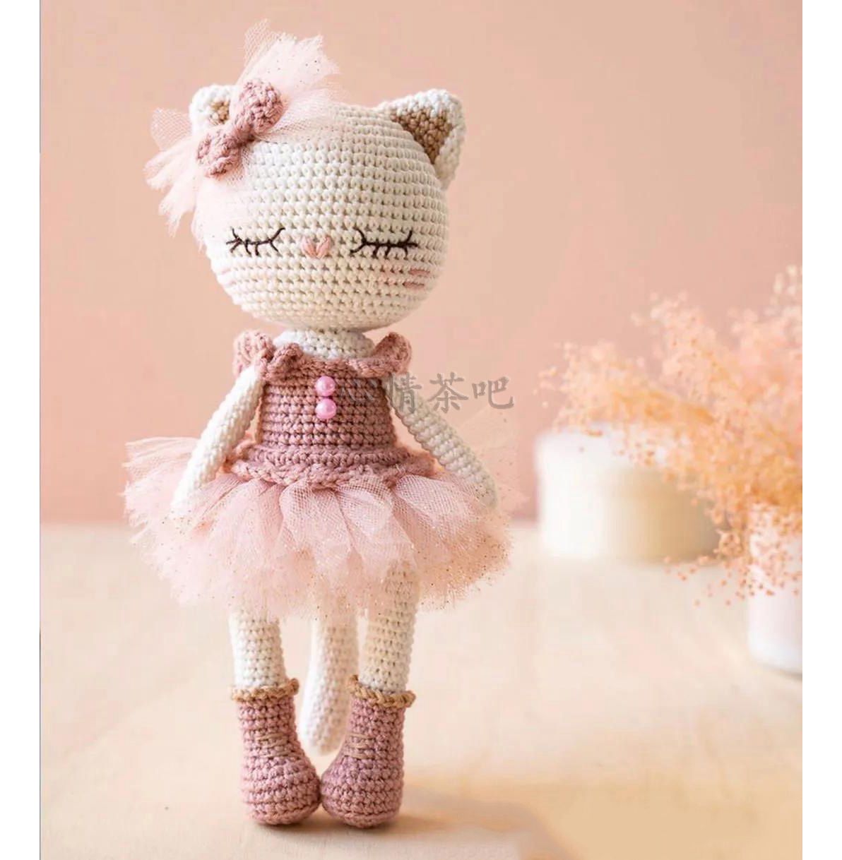 Ballet cat crochet graphic doll cat crochet wool knitting handmade diy Chinese picture tutorial new style