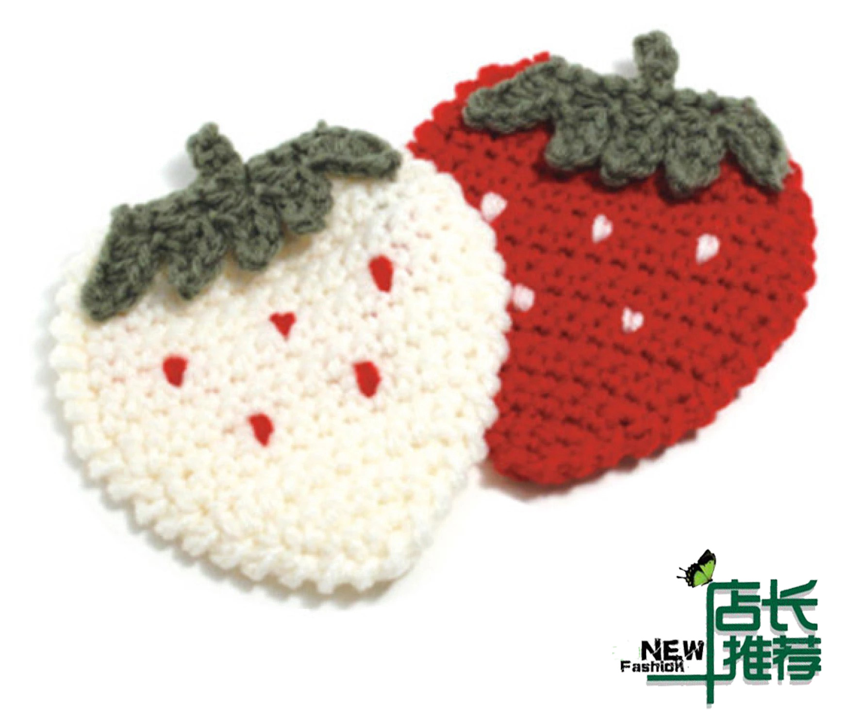 New strawberry coaster Crochet crochet illustration mat drawings Wool knitting manual diy electronic tutorial recommended