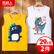 South Pole Childrens sleeveless T-shirt boy pure cotton loose blouse vest CUHK Scout dinosaur clothes children
