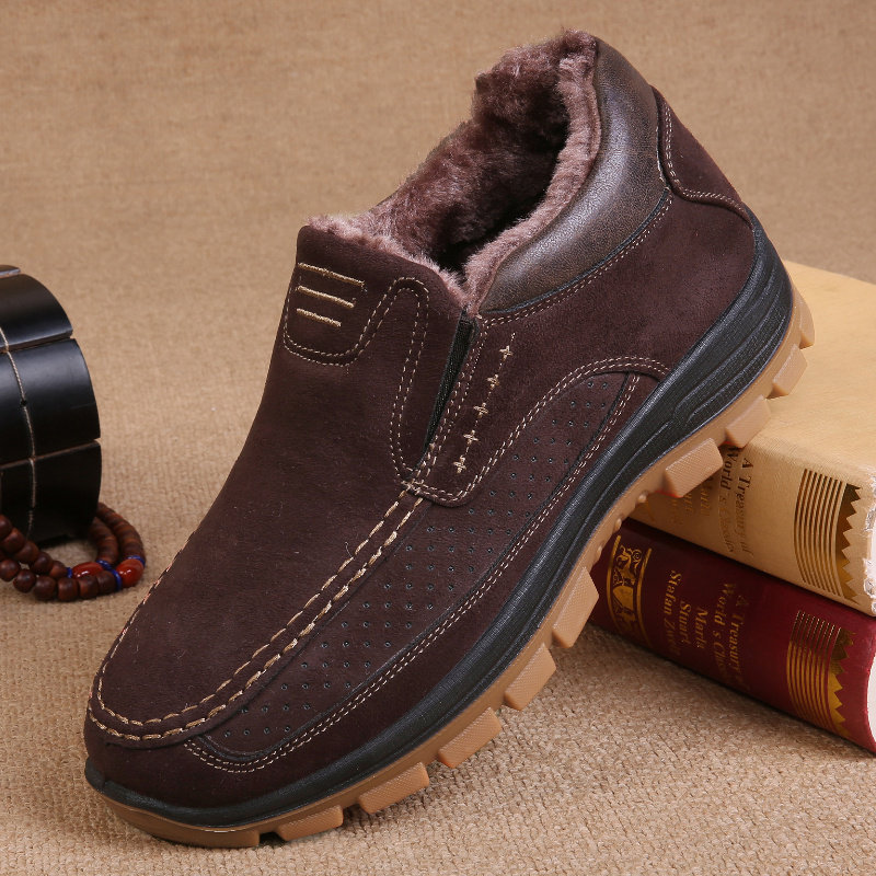 Old Beijing cloth shoes men's cotton shoes winter plus velvet warm and thick soft bottom non-slip beef tendon bottom middle-aged dad cotton boots